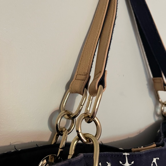 Tommy Hilfiger bag purse tote. Great beach bag. Gold Navy Red. Boats anchors - Picture 2 of 4